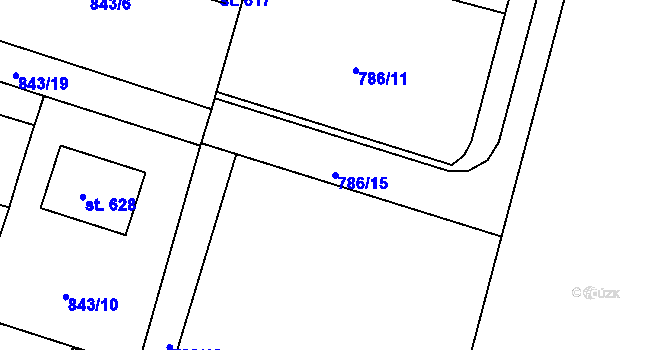Parcela st. 786/15 v KÚ Byšice, Katastrální mapa
