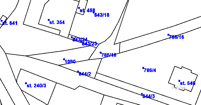 Parcela st. 786/18 v KÚ Byšice, Katastrální mapa