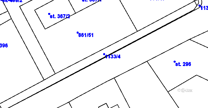 Parcela st. 1133/4 v KÚ Byšice, Katastrální mapa