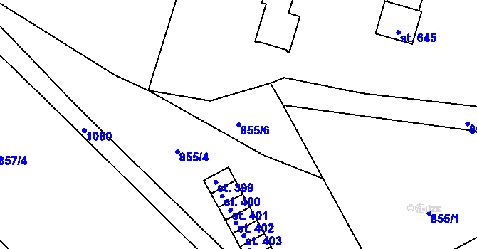 Parcela st. 855/6 v KÚ Byšice, Katastrální mapa
