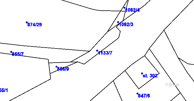 Parcela st. 1133/7 v KÚ Byšice, Katastrální mapa