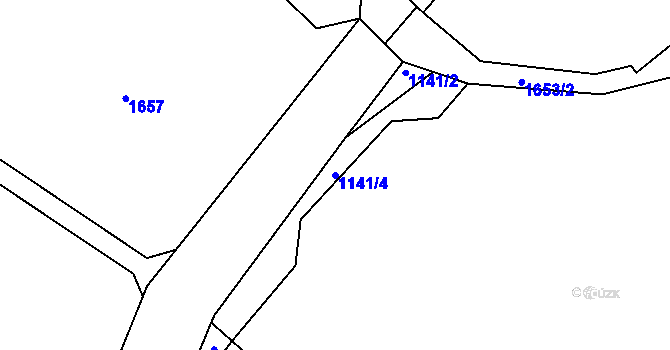 Parcela st. 1141/4 v KÚ Byšice, Katastrální mapa