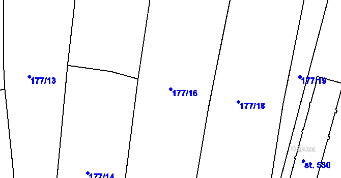 Parcela st. 177/16 v KÚ Byšice, Katastrální mapa