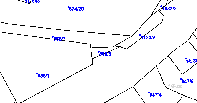 Parcela st. 855/9 v KÚ Byšice, Katastrální mapa