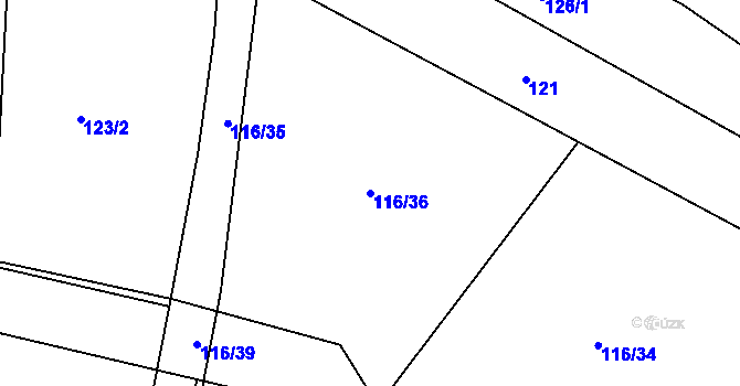 Parcela st. 116/36 v KÚ Byšice, Katastrální mapa