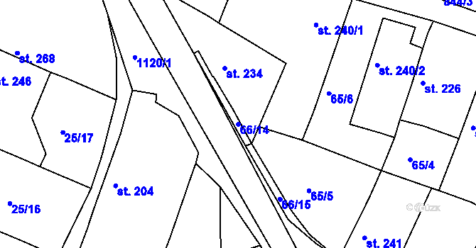 Parcela st. 66/14 v KÚ Byšice, Katastrální mapa