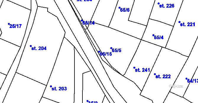 Parcela st. 66/15 v KÚ Byšice, Katastrální mapa