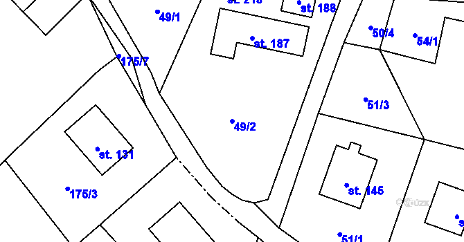 Parcela st. 49/2 v KÚ Hostín u Mělníka, Katastrální mapa
