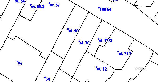 Parcela st. 70 v KÚ Liblice, Katastrální mapa
