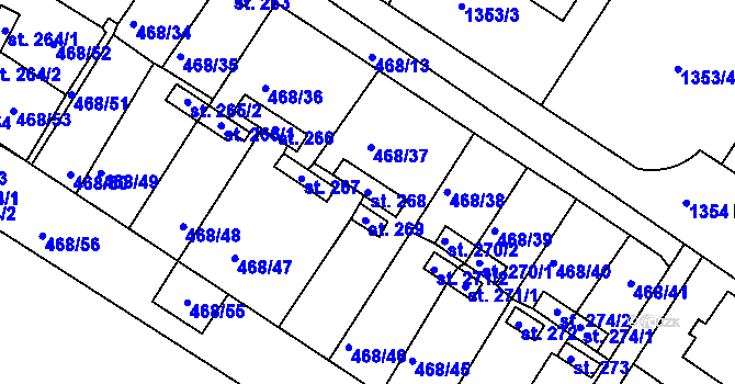 Parcela st. 268 v KÚ Liblice, Katastrální mapa