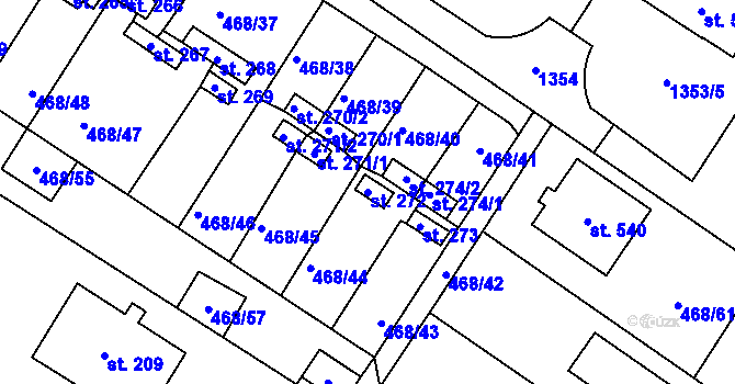 Parcela st. 272 v KÚ Liblice, Katastrální mapa
