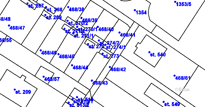 Parcela st. 273 v KÚ Liblice, Katastrální mapa