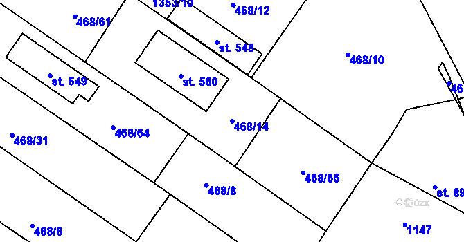 Parcela st. 468/14 v KÚ Liblice, Katastrální mapa