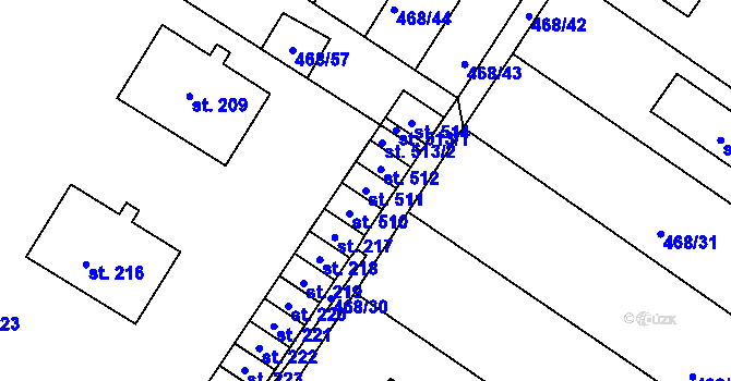 Parcela st. 511 v KÚ Liblice, Katastrální mapa