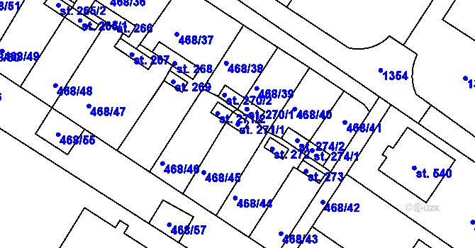 Parcela st. 271/1 v KÚ Liblice, Katastrální mapa