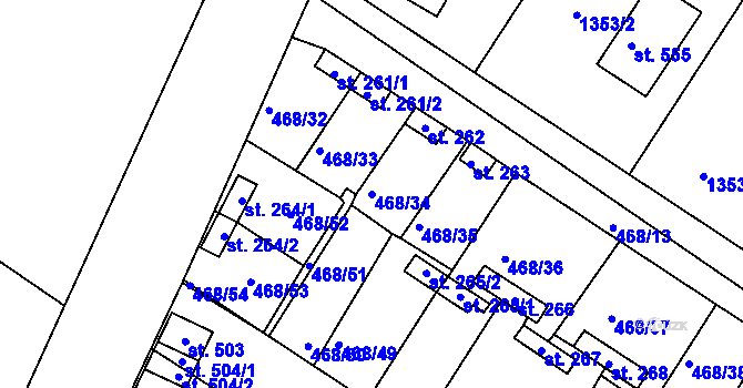 Parcela st. 468/34 v KÚ Liblice, Katastrální mapa