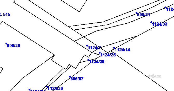 Parcela st. 1124/7 v KÚ Liblice, Katastrální mapa