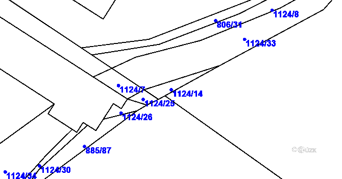 Parcela st. 1124/14 v KÚ Liblice, Katastrální mapa