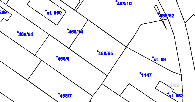 Parcela st. 468/65 v KÚ Liblice, Katastrální mapa