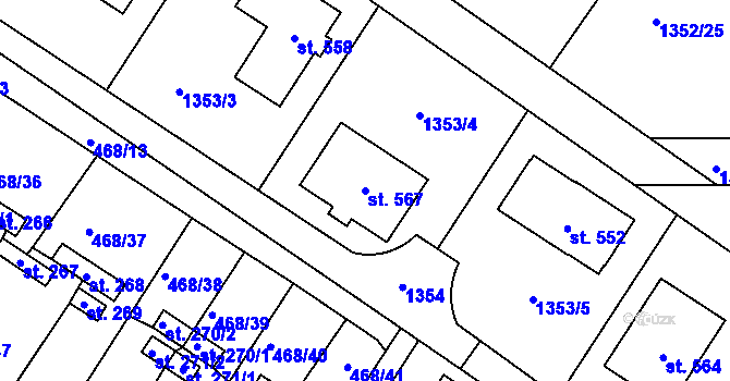 Parcela st. 567 v KÚ Liblice, Katastrální mapa