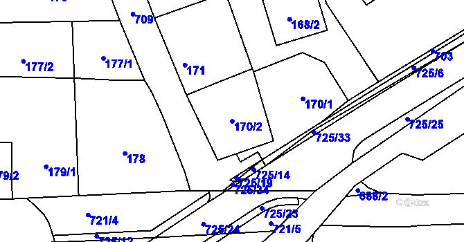 Parcela st. 170/2 v KÚ Býškovice, Katastrální mapa