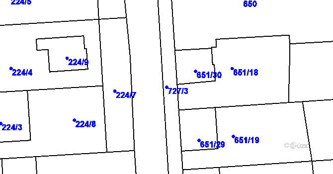 Parcela st. 727/3 v KÚ Býškovice, Katastrální mapa