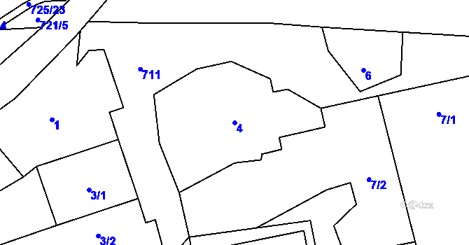 Parcela st. 4 v KÚ Býškovice, Katastrální mapa