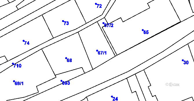 Parcela st. 67/1 v KÚ Býškovice, Katastrální mapa