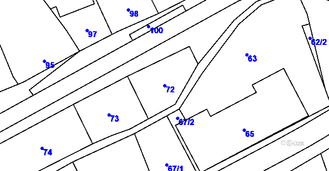Parcela st. 72 v KÚ Býškovice, Katastrální mapa