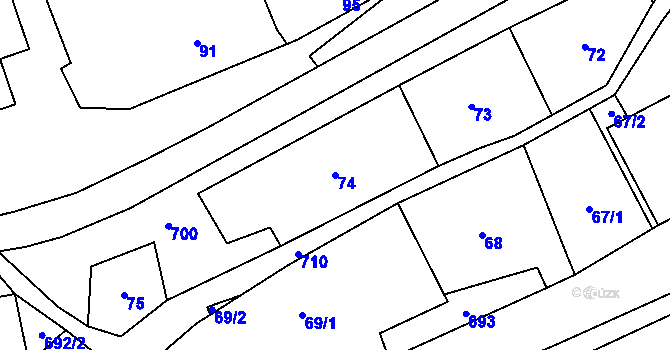 Parcela st. 74 v KÚ Býškovice, Katastrální mapa