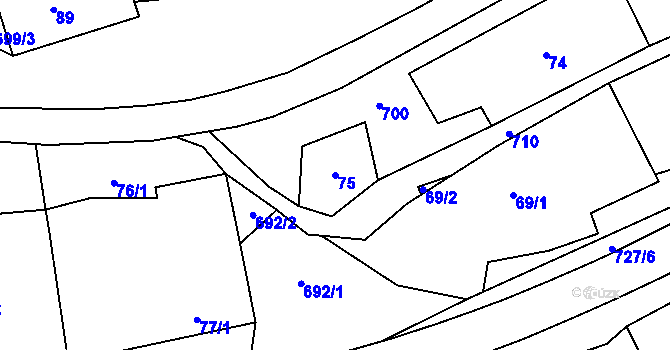 Parcela st. 75 v KÚ Býškovice, Katastrální mapa