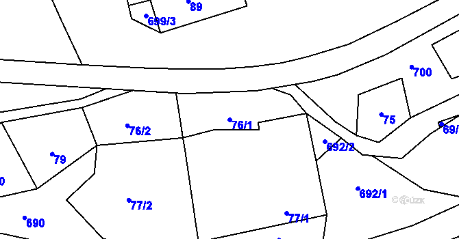Parcela st. 76/1 v KÚ Býškovice, Katastrální mapa