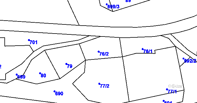 Parcela st. 76/2 v KÚ Býškovice, Katastrální mapa