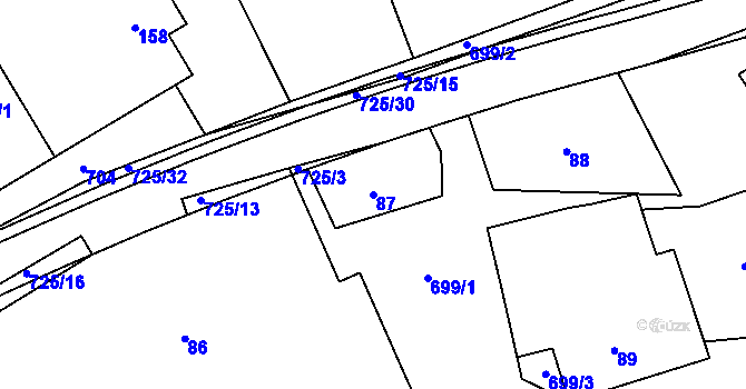 Parcela st. 87 v KÚ Býškovice, Katastrální mapa