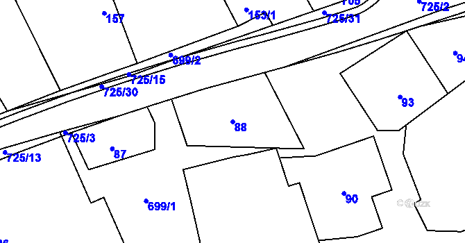Parcela st. 88 v KÚ Býškovice, Katastrální mapa
