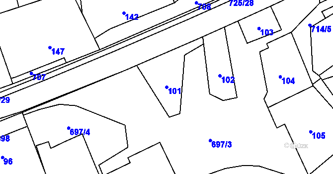 Parcela st. 101 v KÚ Býškovice, Katastrální mapa