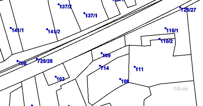 Parcela st. 109 v KÚ Býškovice, Katastrální mapa