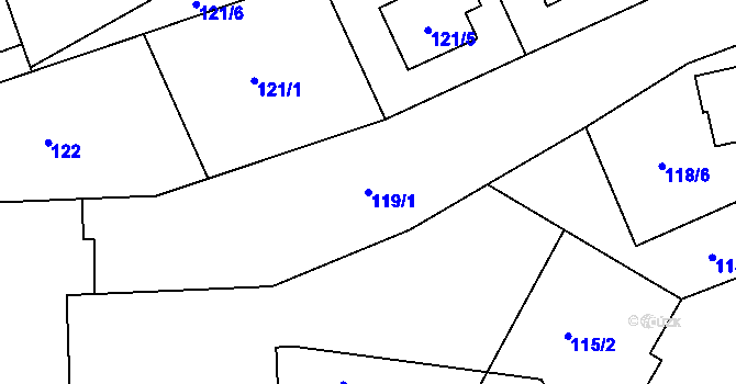 Parcela st. 119/1 v KÚ Býškovice, Katastrální mapa