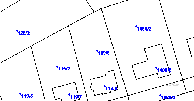 Parcela st. 119/5 v KÚ Býškovice, Katastrální mapa