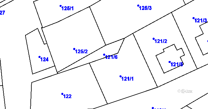 Parcela st. 121/6 v KÚ Býškovice, Katastrální mapa