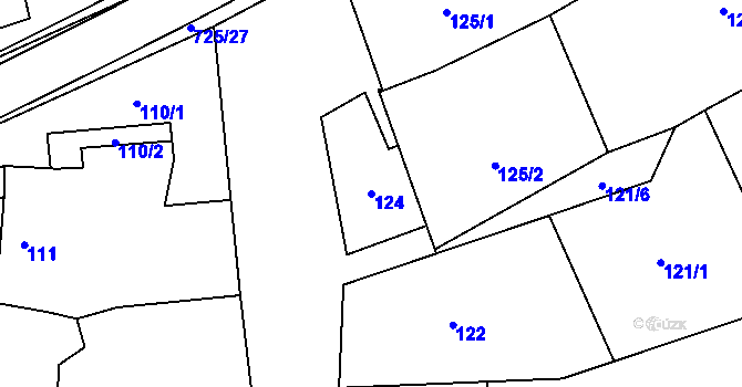 Parcela st. 124 v KÚ Býškovice, Katastrální mapa