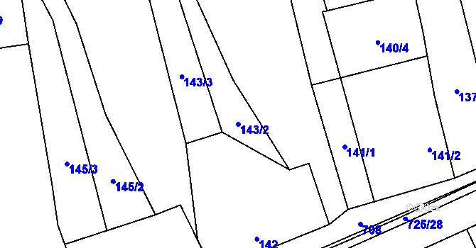 Parcela st. 143/2 v KÚ Býškovice, Katastrální mapa