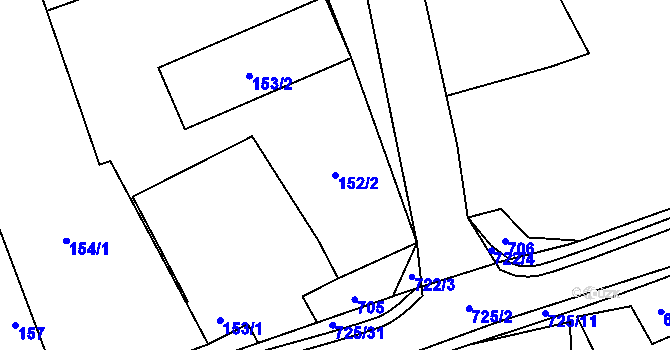 Parcela st. 152/2 v KÚ Býškovice, Katastrální mapa