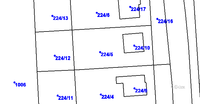 Parcela st. 224/5 v KÚ Býškovice, Katastrální mapa