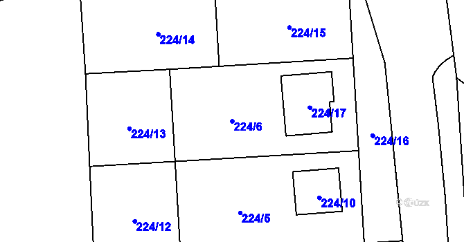 Parcela st. 224/6 v KÚ Býškovice, Katastrální mapa
