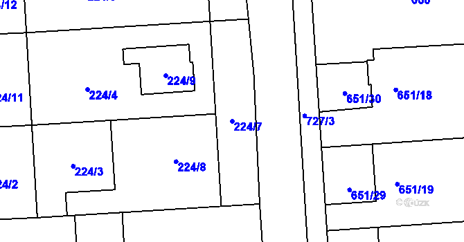Parcela st. 224/7 v KÚ Býškovice, Katastrální mapa