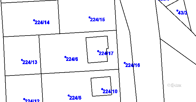 Parcela st. 224/17 v KÚ Býškovice, Katastrální mapa