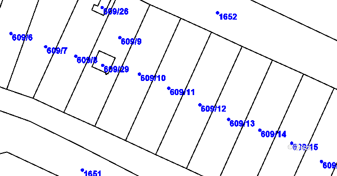 Parcela st. 609/11 v KÚ Býškovice, Katastrální mapa