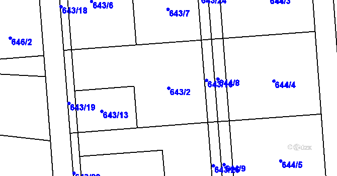 Parcela st. 643/2 v KÚ Býškovice, Katastrální mapa