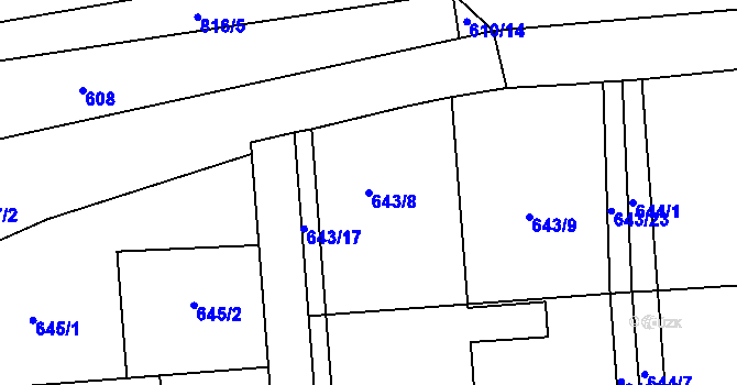 Parcela st. 643/8 v KÚ Býškovice, Katastrální mapa